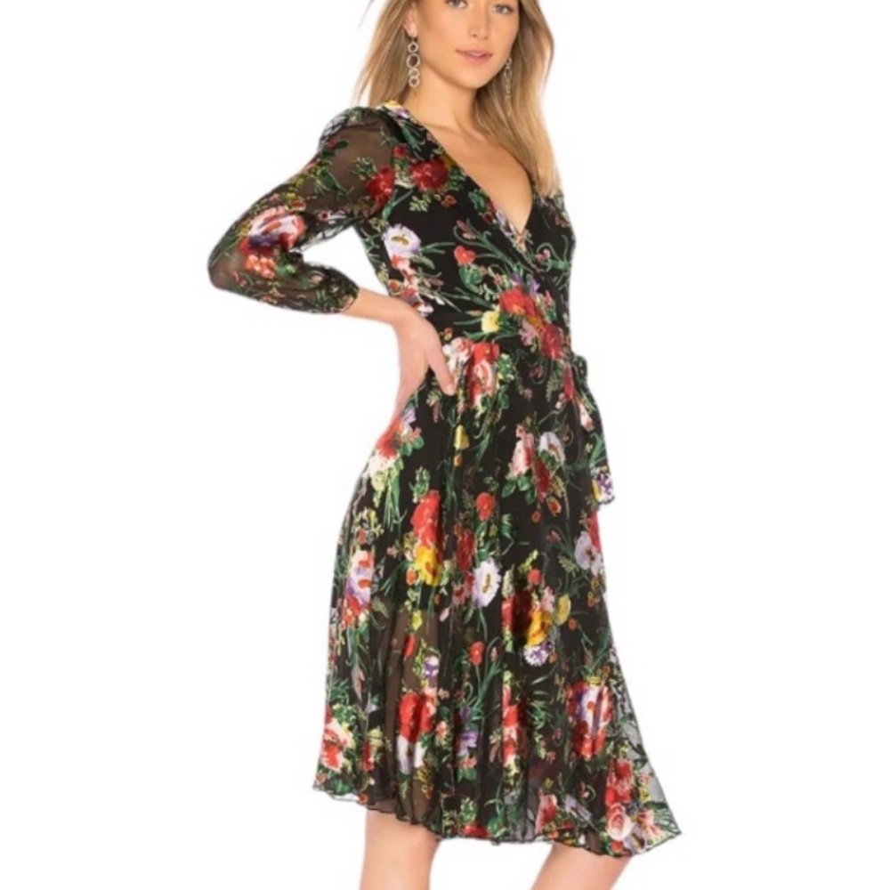 Alice and Olivia black floral dress